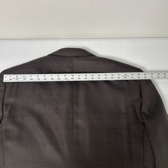 JoS A Bank Blazer Sport Coat Gordon Mens 44 Reg Brown Plaid Silk Wool Two Button - Picture 6 of 15